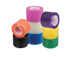 4" x 6" Clear Sticky Wrap Barrier Film Sheets. 1200 sheets per roll in a Dispenser Box. Sheets feature a light adhesive and a 1/4" wide adhesive-free