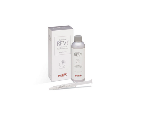 35-4000141 Perfecta Rev - Refresher Pack - 14% Hydrogen Peroxide, Mint Flavored Tooth Whitening System. Pack Contains: 1-3cc syringe of REV!, 1 dispensing tip to