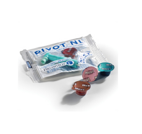 24-1100103 Pivot NL Prophy Pack - Medium, Bubble Gum. Disposable Plastic Prophy Pack with Latex Free Soft Cup Angle and Medium Bubble Gum Prophy Paste. Box of 10