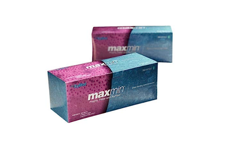 24-441113 MAXmin Medium Grit, Variety Pack Prophy Paste with NuFluor and Xylitol. Contains 1.23% Fluoride Ion. NuFluor contains fluoride, calcium and phosphate.