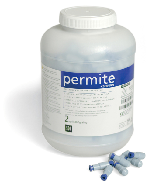 22-4021202 Permite Fast Set 1-Spill (400 mg) dispersed phase alloy capsule, Bulk pack of 500 capsules.