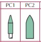 PC2 large bullet CA (contra angle) Shofu Dental Dura-Green silicon carbide finishing stones, box of 12 stones.