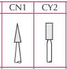93-0221 CN1 pointed cone CA (contra angle) Shofu Dental Dura-White aluminum oxide finishing stones, box of 12 stones.