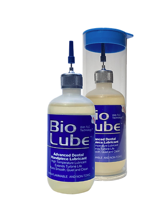 66-BIO-L2-12 Bio Lube 2 oz. Needle Dropper Bottle Synthetic Biodegradable Handpiece Lubricant. Safe for all handpieces. Nontoxic and nonflammable. 2 oz Bottle with