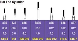 Spring Health FG #514.4 835.008 Coarse Flat End Cylinder Single-Use Diamonds 10/pk