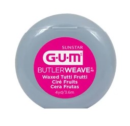 20-1415P GUM ButlerWeave Waxed Tutti-Frutti Dental Floss 4 yd 144/Bx.