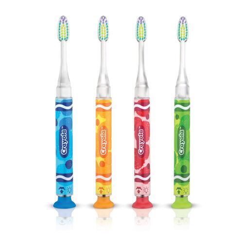20-202RG GUM Crayola Timer Light Kids Toothbrush 1/Pk. Teaches children to brush for the dentist recommended 2 minutes with its fun, flashing lights, Assorted