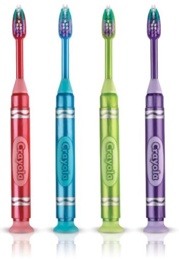 20-227Q GUM Crayola Neon Marker Brush, Ultra-soft bristles, suction cup base, and downscaled head. Box of 12 toothbrushes.