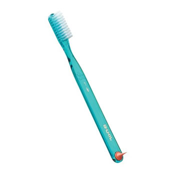 20-411PC GUM Classic Toothbrush - Full size Soft Adult toothbrush, Classic Handle with Rubber Tip, 42 Tufts, Dome Trim design