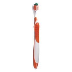 Technique Quad-Grip Toothbrush, with soft bristles and Compact head. Box of 12 toothbrushes.