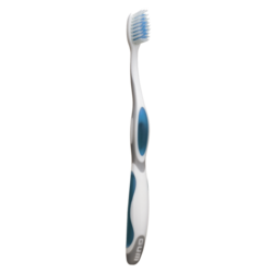 GUM Summit Adult Toothbrush with Soft Bristles and Full Compact Head 12/Pk. Has strong unique tapered bristles that penetrate deeply between teeth and