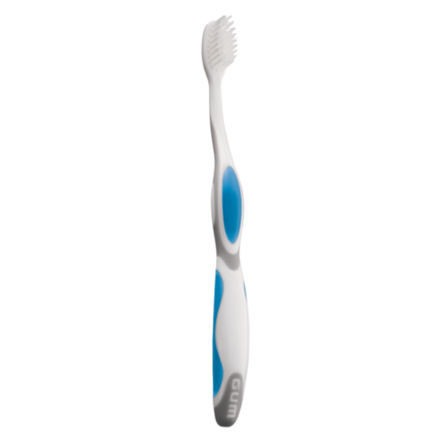 20-509P GUM Summit Adult Toothbrush with Sensitive Bristles and Full Compact Head 12/Pk. Has strong unique tapered bristles that penetrate deeply between teet