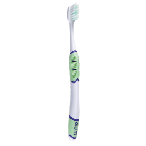 20-517PG GUM Technique Adult Toothbrush Compact Head, Sensitive Bristles with Patented Quad-Grip 12/Pk. Unique, raised-center Dome-Trim bristles clinically pro