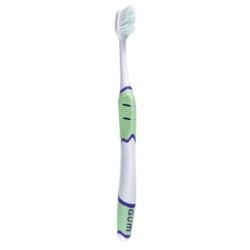 GUM Technique Adult Toothbrush Compact Head, Sensitive Bristles with Patented Quad-Grip 12/Pk. Unique, raised-center Dome-Trim bristles clinically pro