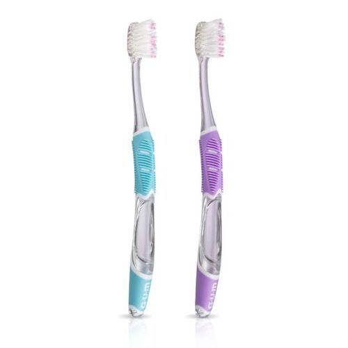 20-527PG GUM Technique Deep Clean Toothbrush - Compact Head, Sensitive 12/Pk. Bi-Level, Angled and Extremely Tapered Bristles, 31 Tufts. With Patented Quad-Gri