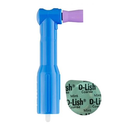 90-320010 D-Lish Ez-Pak Classic Disposable Contra Angle with Soft Purple Traditional LF Web Cup and Mint Coarse Paste, box of 100 Ez Paks.