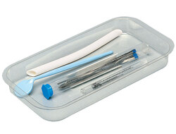 Slide Tray - Flat, Clear, 9-3/4" x 5-1/4" x 1" deep; Fits in procedure tub; Slides on top of dividers; Cold sterilize only.