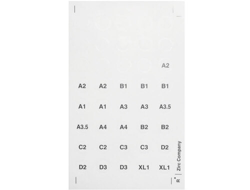 163-20Z477 Composite Shade Label Sheet, Can be used With the syringe composite and capsule tub organizer, Pack of 2 sheets.
