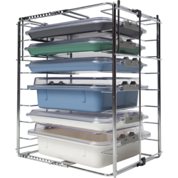 Multi-Mod 8-Place Rack, Can hold 8 trays or 4 tubs with covers, Adjustable to hold Trays, Tubs