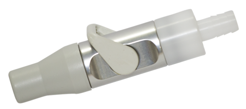 163-23E365 Saliva Ejector Valve With Lever On/Off Control, Features: - Quick disconnect with swivel - Rubber tip with screen - Provides variable control from ful