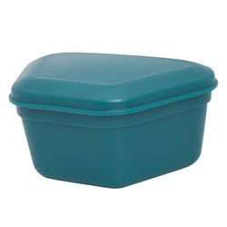 Teal Plastic Denture Box with Hinged Lid, 3-3/4"W x 1-3/4"D, Package of 12.