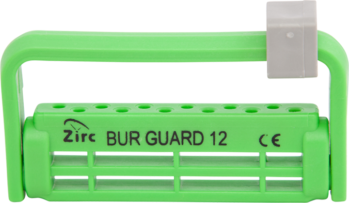 163-50Z406P Zirc Steri-Bur Guard 12-Hole Bur Holder - Neon Green