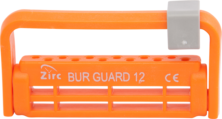 163-50Z406Q Zirc Steri-Bur Guard 12-Hole Bur Holder - Neon Orange