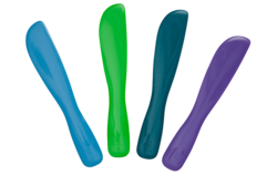 Assorted color 4/pk, Plastic Spatula with a Broad, Medium Flex Blade. Ideal for Alginates, Plaster and Impression Material. Pack of 4 spatulas.