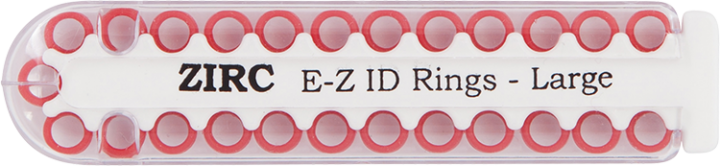 E-Z ID Instrument Rings Large 1/4" - Red, Package of 25 rings.