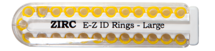 E-Z ID Instrument Rings Large 1/4" - Neon Yellow. Package of 25 Rings.
