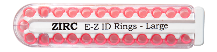 E-Z ID Instrument Rings Large 1/4" - Neon Pink. Package of 25 Rings.