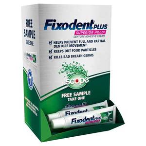Fixodent Denture Adhesive Cream 0.35oz Tube, 50/bx