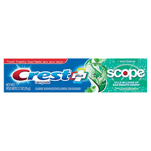 23-3700017281 Crest Complete Whitening + Scope Toothpaste, Minty Fresh, 2.7oz, 24/cs
