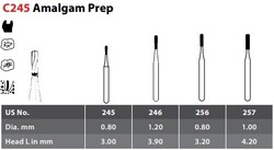 FG #245 Amalgam Preparation Carbide Bur, Package of 10.