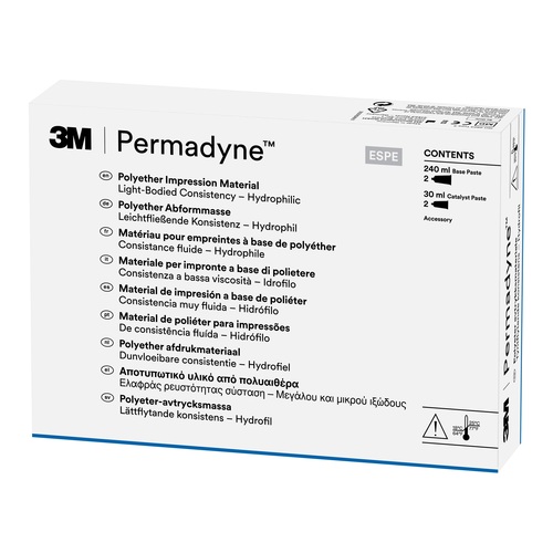 10-30751 Permadyne Syringe Polyether Impression Material, Handmix: 2-120ml Base, 2-15ml Catalyst