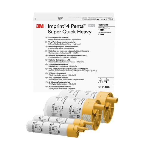 10-71485 Imprint 4 VPS Impression Material Penta Super Quick Heavy Body, 2-300ml Base, 2-60ml Catalyst