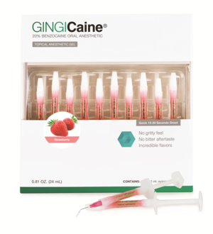 Gingicaine Topical Anesthetic Gell, Strawberry, 20 Syringes & 40 Micro Dispensing Tips