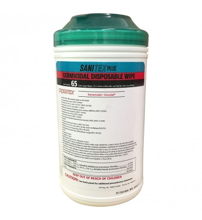 116-SANXLC2 Sanitex Plus Germicidal Wipes, X-Large, 65/can
