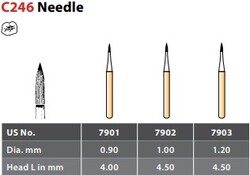 FG #7901 12 blade Needle T&F bur, pack of 5 burs.