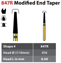 97-R847RF016FG FG #847.016 Fine Grit, Modified End Taper Diamond Bur. Package of 5 Burs.