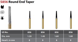 Alpen Speedster C&B Prep, #856-014 Round End Taper Shaped Carbide Bur. Package of 5 Burs.