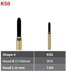 97-RKS0C010FG FG #KS0.010 Coarse Grit, KS Series Diamond Bur. Package of 5 Burs.