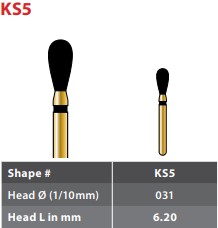 97-RKS5SC031FG FG #KS5.031 SuperCoarse Grit, KS Series Diamond Bur. Package of 5 Burs.