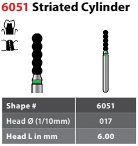 97-X6051C017 FG #6051.017 Coarse Grit, Gross Reduction Cylinder, Single Use Diamond Bur. Package of 25 Burs.