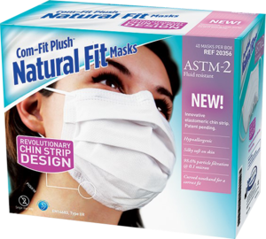 Com-Fit Plush Natural Fit Earloop Mask, White, 40/bx
