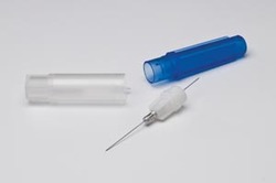 30 gauge Short (.75") sterile disposable BLUE plastic hub needles, 100/box.