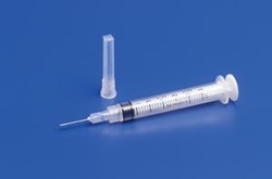 Monoject 3cc Syringe with Luer Lock Tip - Sterile, Bold graduations: 0.1cc., accepts all hypodermic and regular hub needles, Package of 100 Syringes (