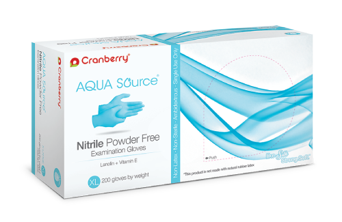 32-CR3447 Aqua Source Nitrile PF Medium Gloves, 200/bx