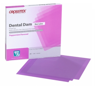 116-19500 6 x 6 Medium, Purple, Peppermint Flavored, Non-Latex Dental Dam. Box of 15 sheets.