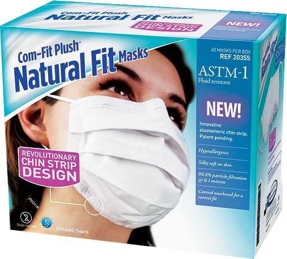 51-20355 Com-Fit Plush Natural Fit Masks, ASTM 1, White, 40/bx